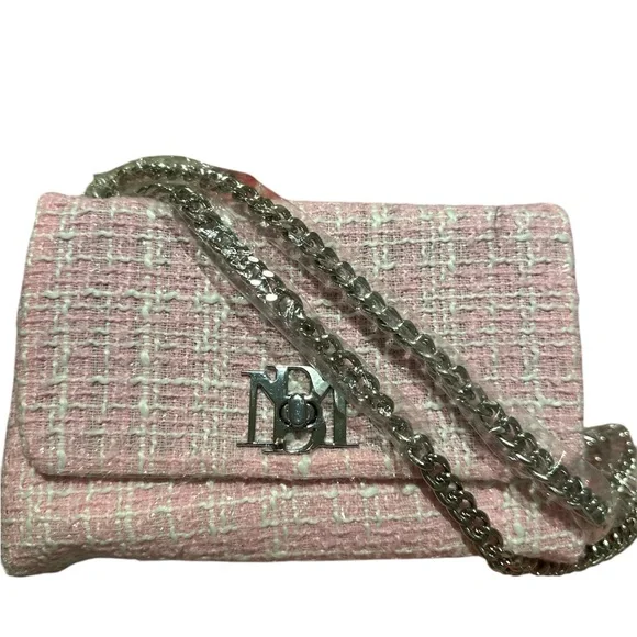Badgley Mischka Pink Tweed Shoulder Bag NWT - Picture 5 of 5